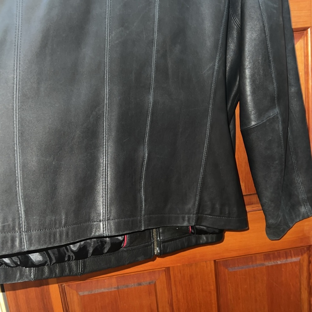 Nine West Women Separates 100% Smooth Black Leather Coat fully lined 2 slit pckt - Picture 10 of 17